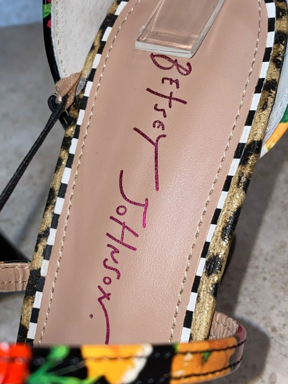 Betsey Johnson Floral Leopard Print Strappy Heels Size 9 - Picture 11 of 13